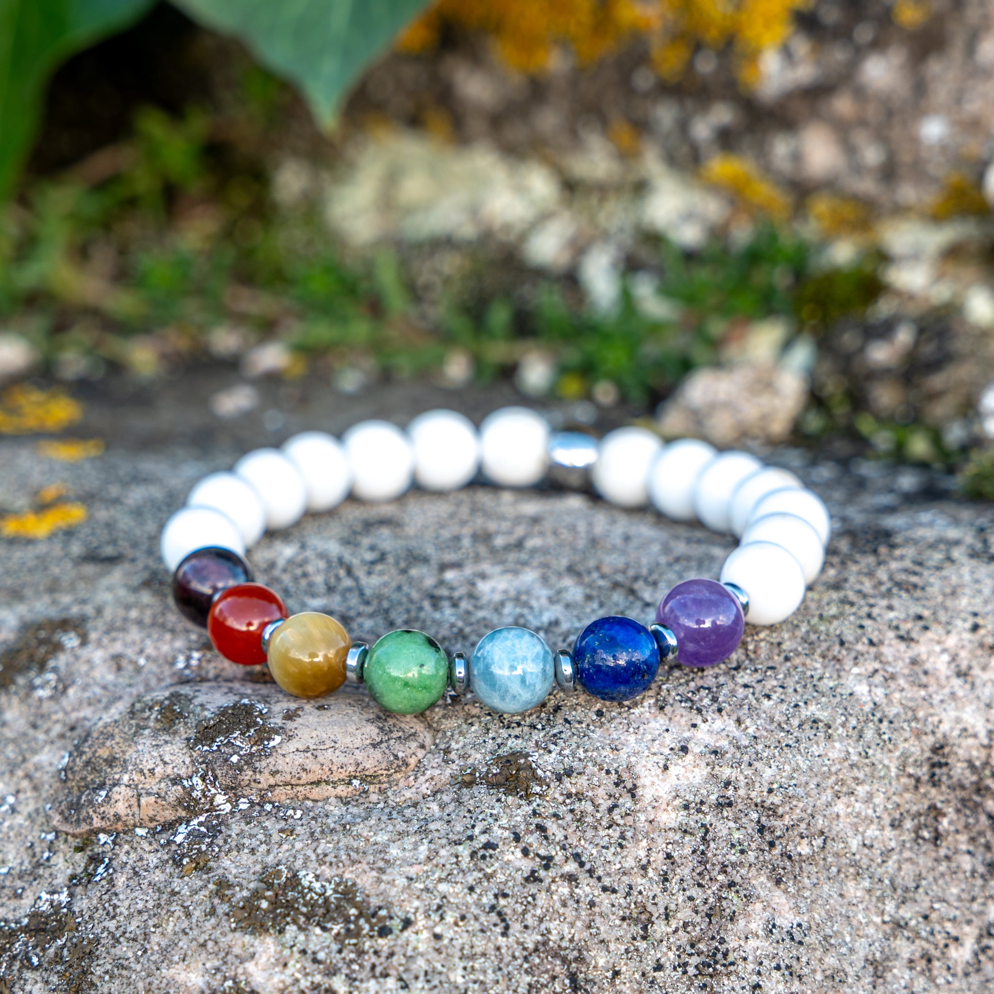 Bracelet élastique en Magnesite, 7 Chakras, mixte