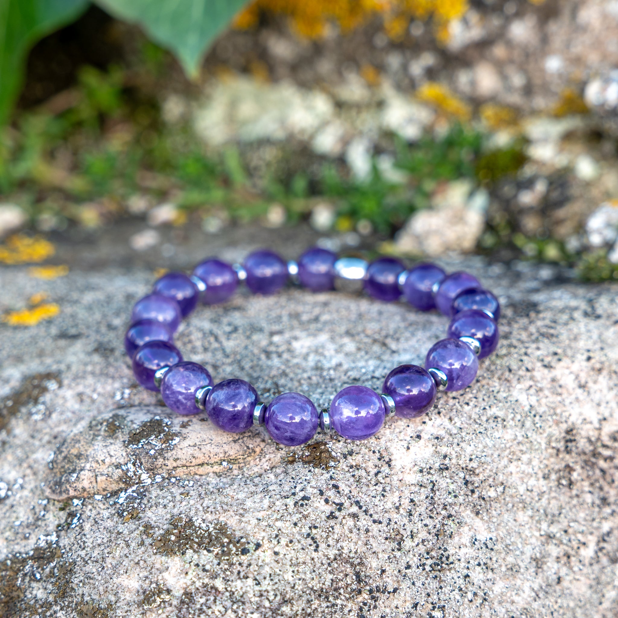 Bracelet élastique en Amethyste, Chakra Couronne