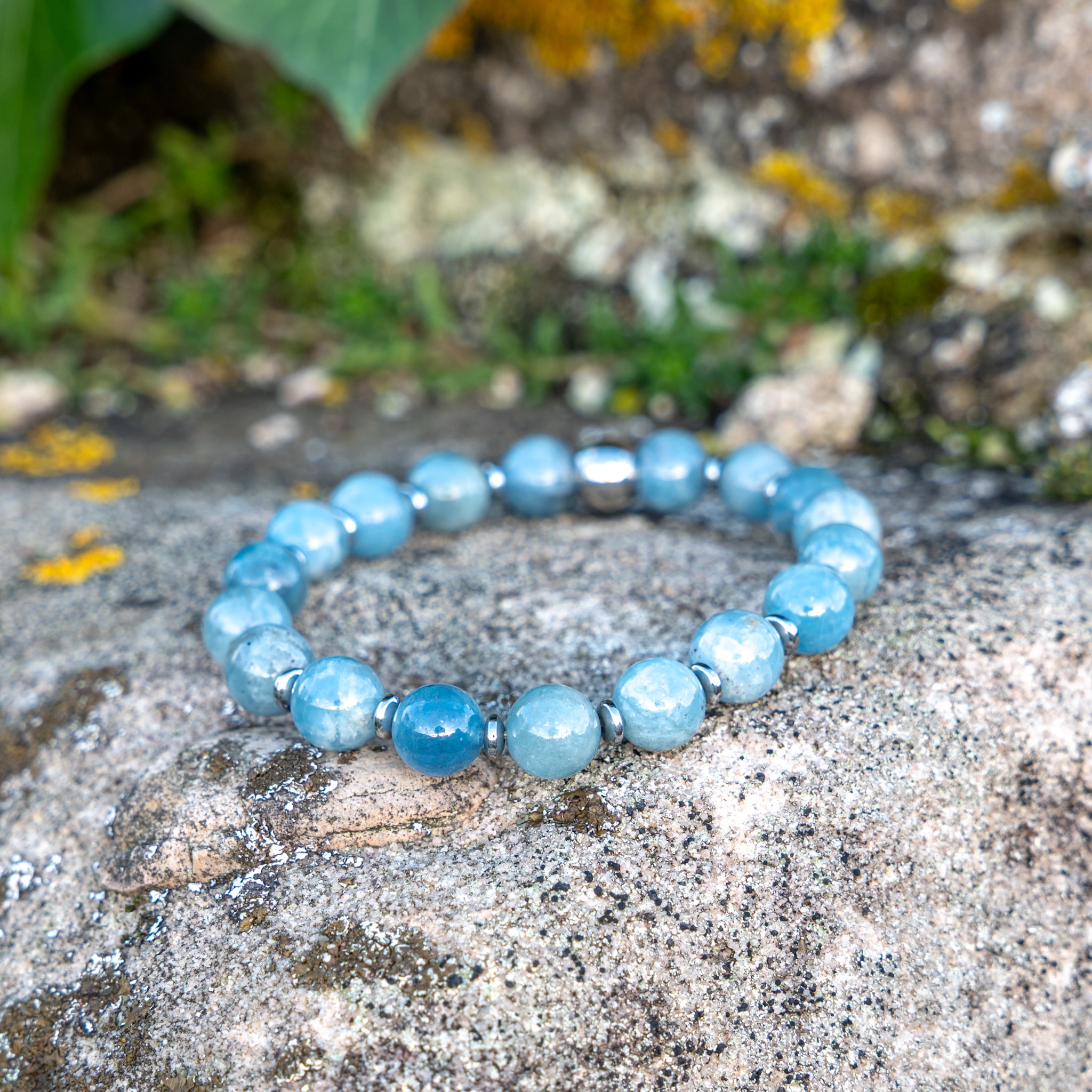 Bracelet élastique en Aigue-marine, Chakra de la Gorge