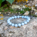 Bracelet élastique en Angelite, Chakra de la Gorge