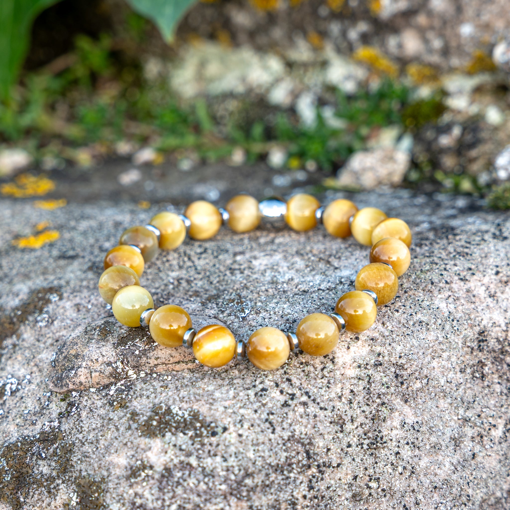 Bracelet élastique en Œile de tigre, Chakra Plexus Solaire