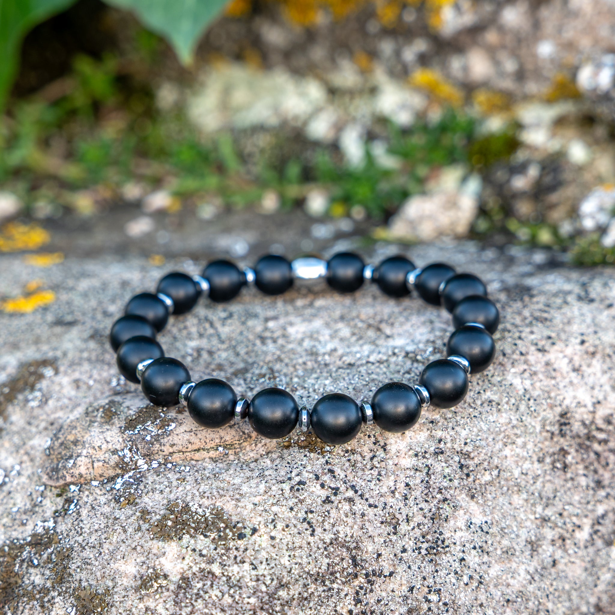 Bracelet élastique en Onyx, Chakra Racine